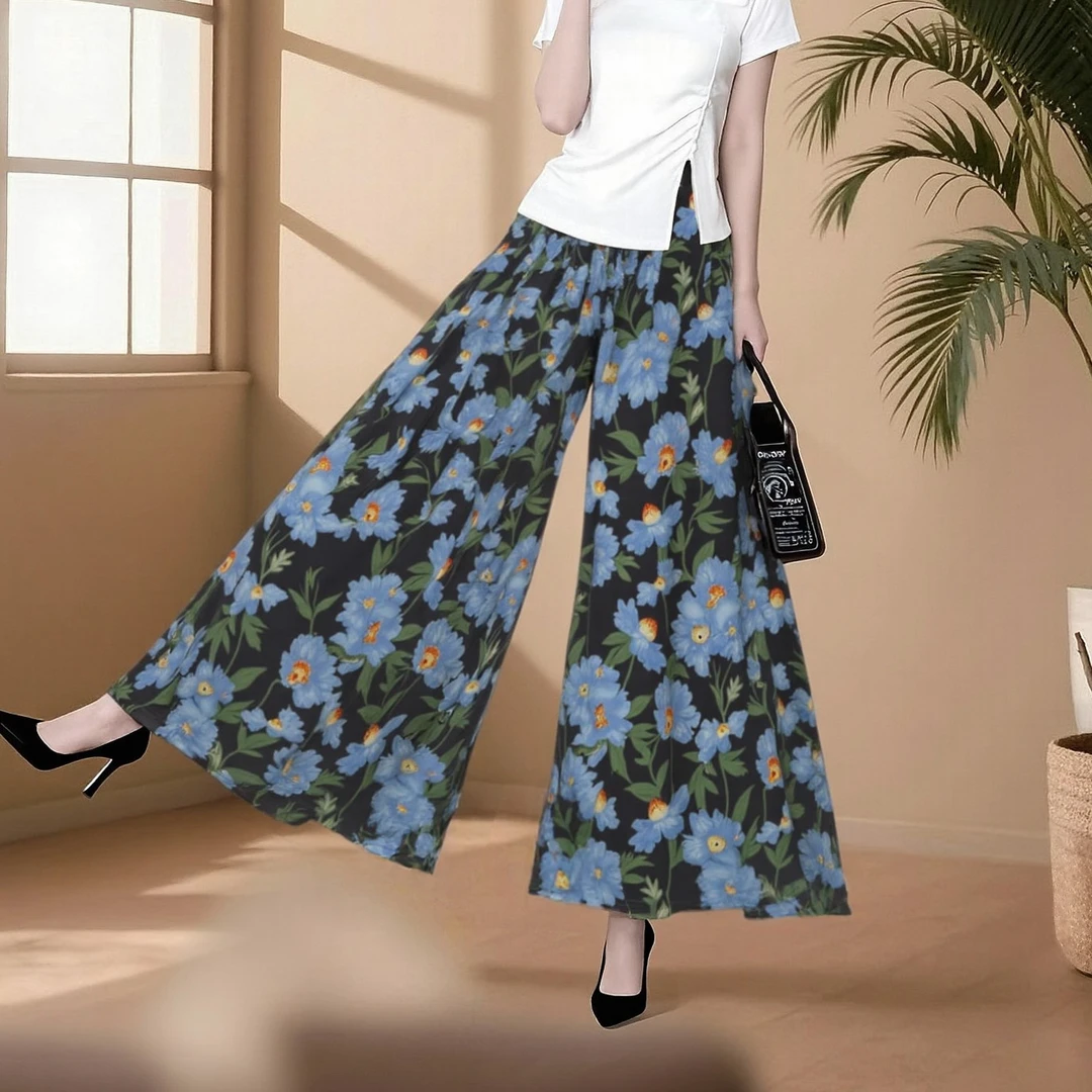 【铃兰花语】裤裙夏宽松大摆中长款裤子阔腿裤女高腰垂感裙裤宽松