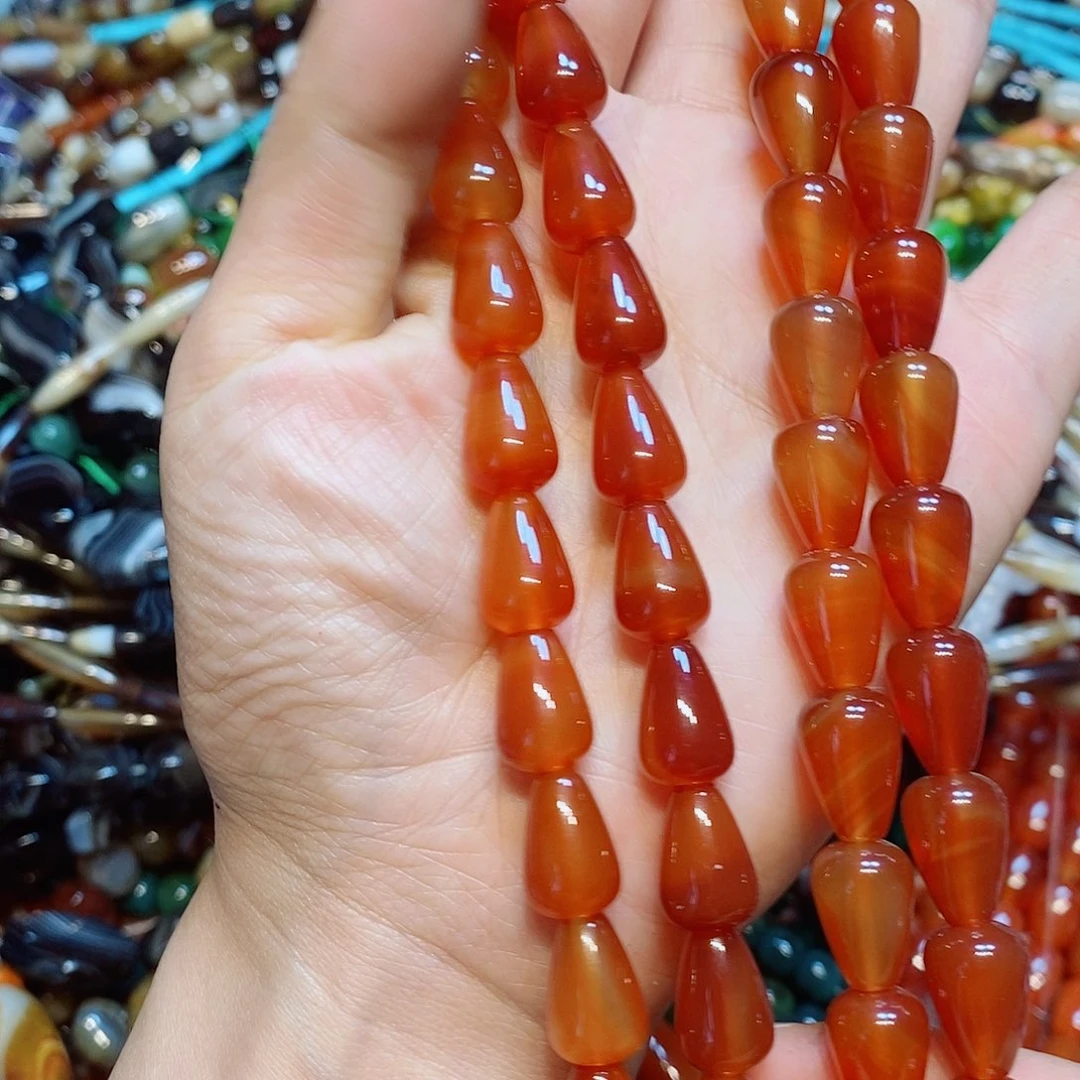 玛瑙/玉髓散珠红玛瑙水滴10mm