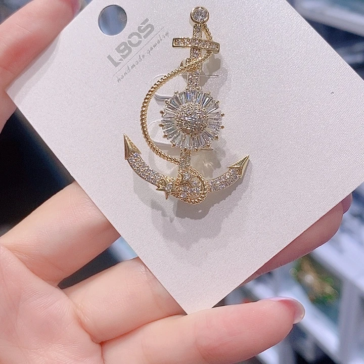 锆石铜合金船锚胸针