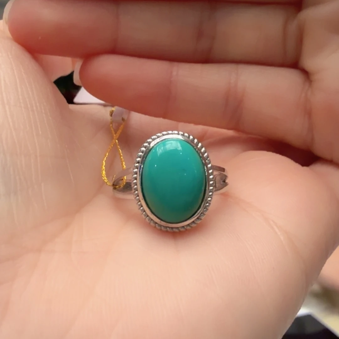 绿松石银S925镶嵌戒指