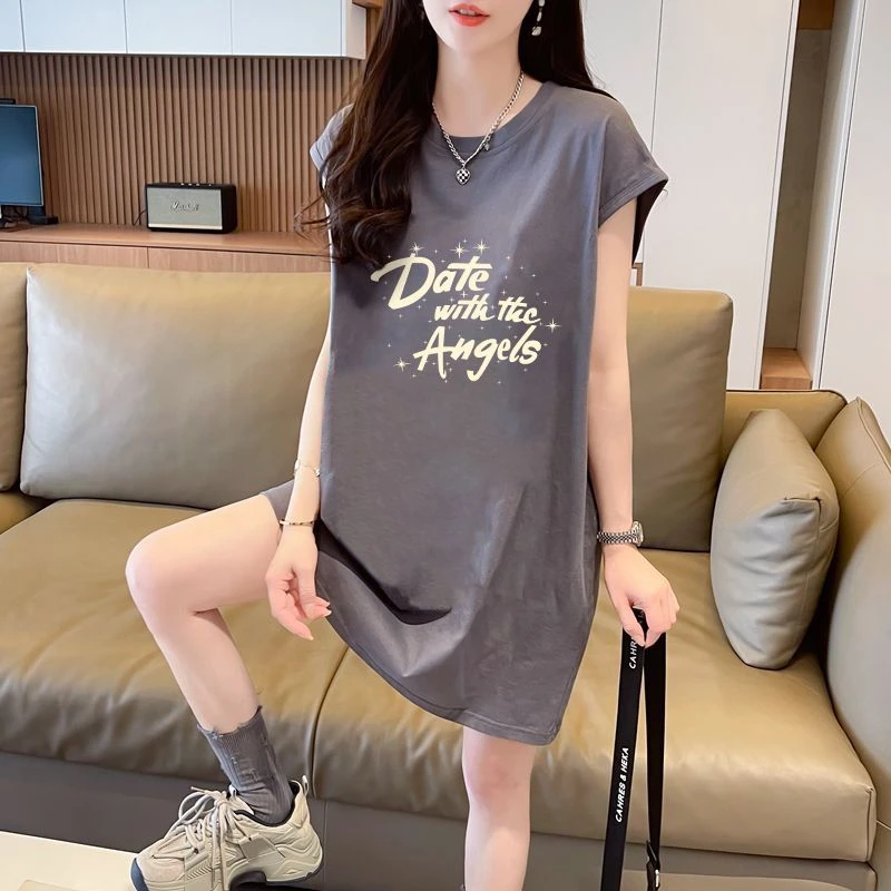 纯棉遮屁股大版宽松无袖背心女中长新爆款80-300斤胖MM欧货上衣服