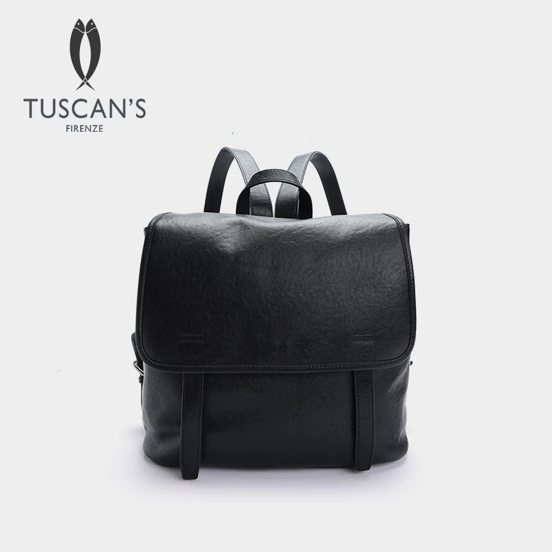 TUSCAN'S植鞣复古牛皮风双肩包真皮休闲锁扣双肩包男女同款