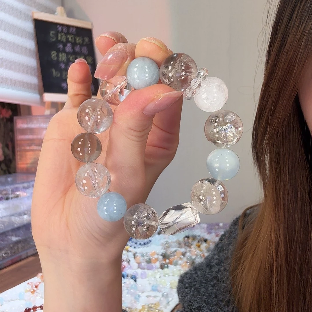 烟晶手链银S925镶嵌