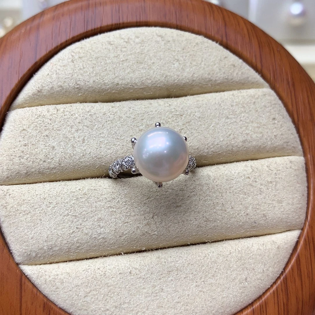 戒指银S925镶嵌淡水珍珠