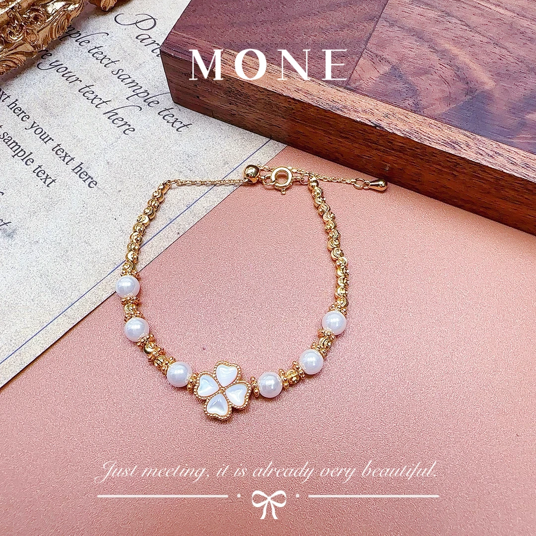 铜合金仿珍珠手链 1048 法★【幸运四叶草】 ALIX 爱丽斯 限定 手链