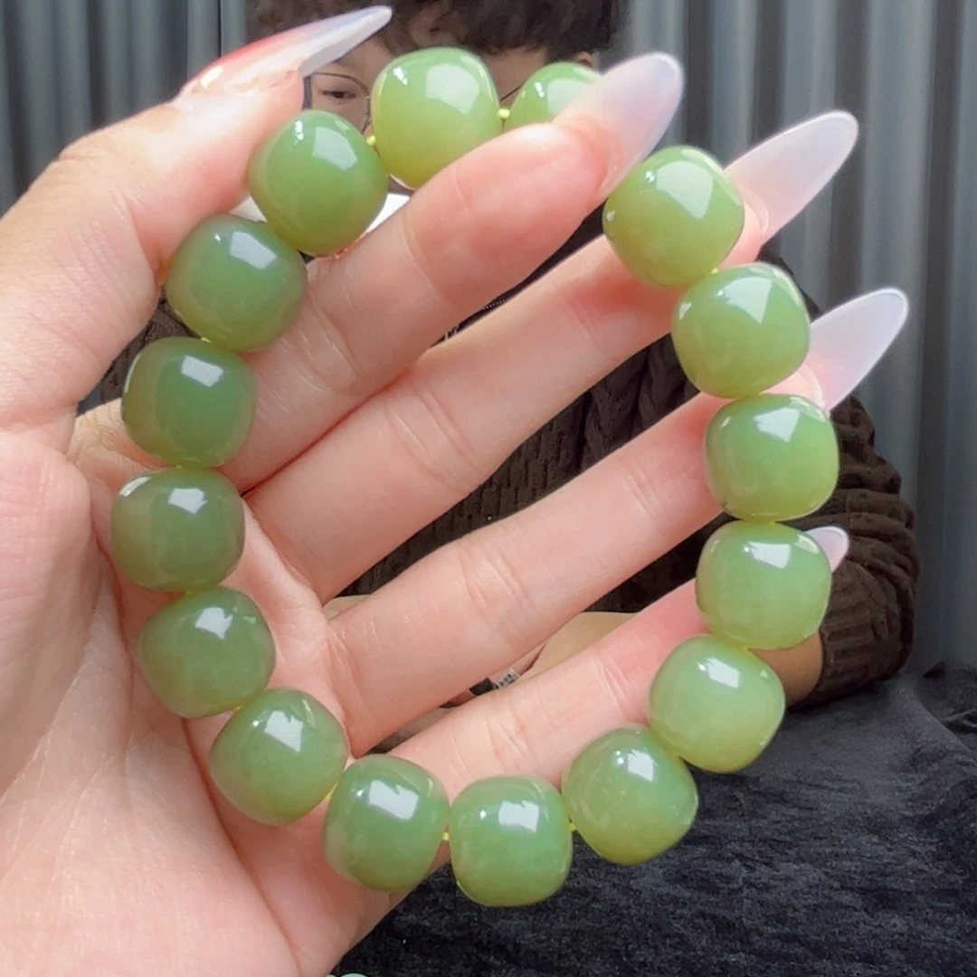 和田玉未镶嵌手链天然和田玉新疆若羌青黄口14