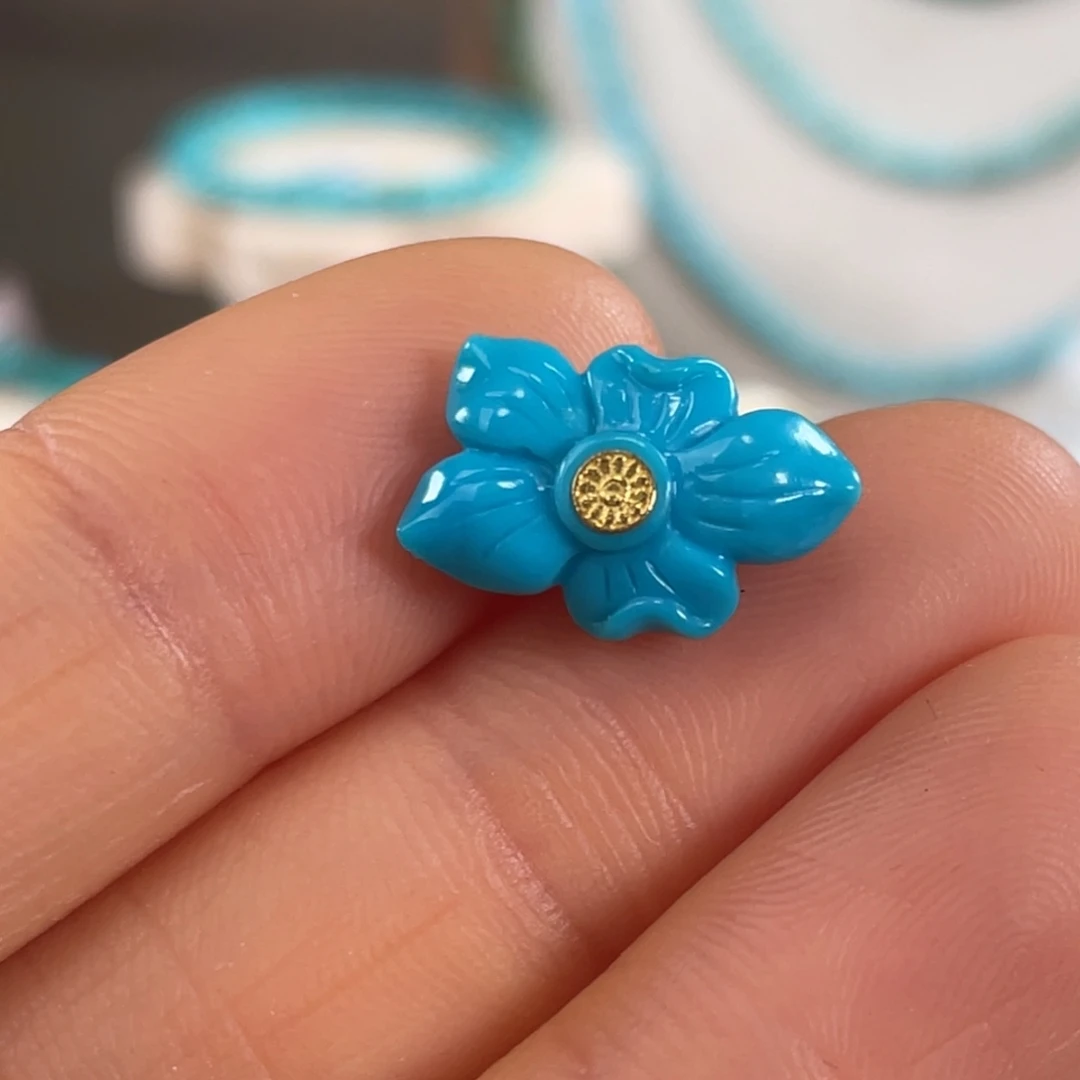 绿松石未镶嵌套链高蓝玉化精美花花