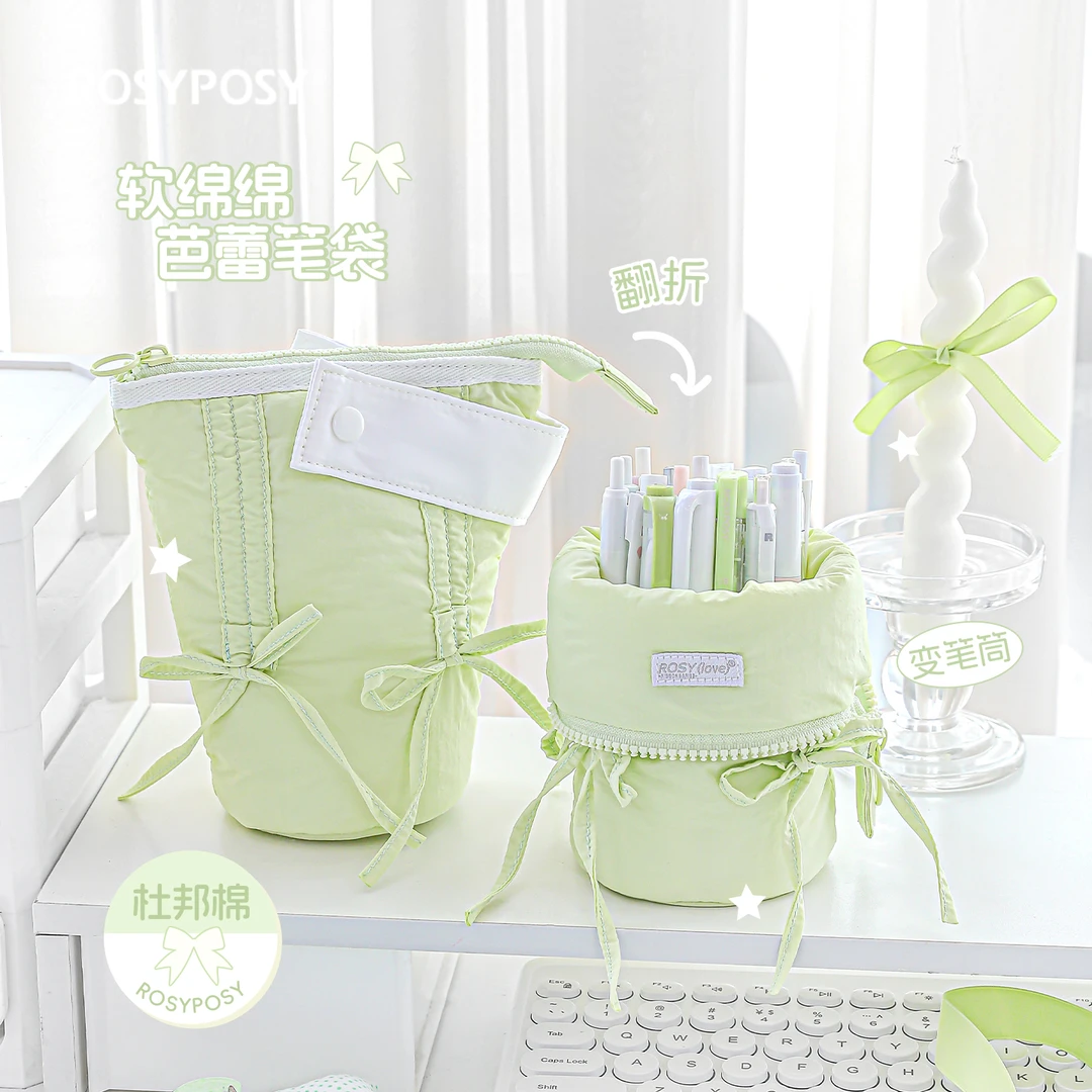 柔设竖款笔袋高颜值ins风大容量2025新款女文具袋简约笔筒