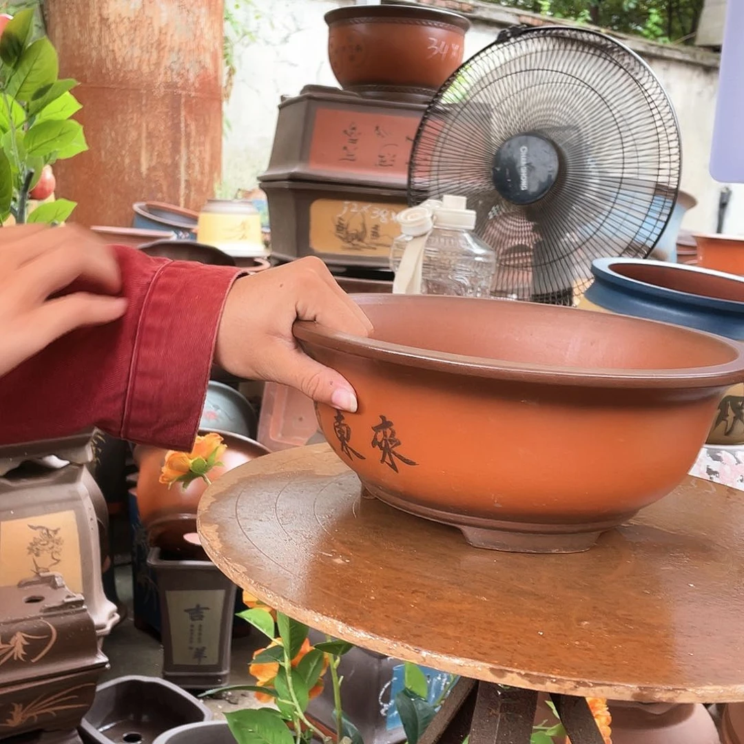 宜兴紫砂花盆30小红