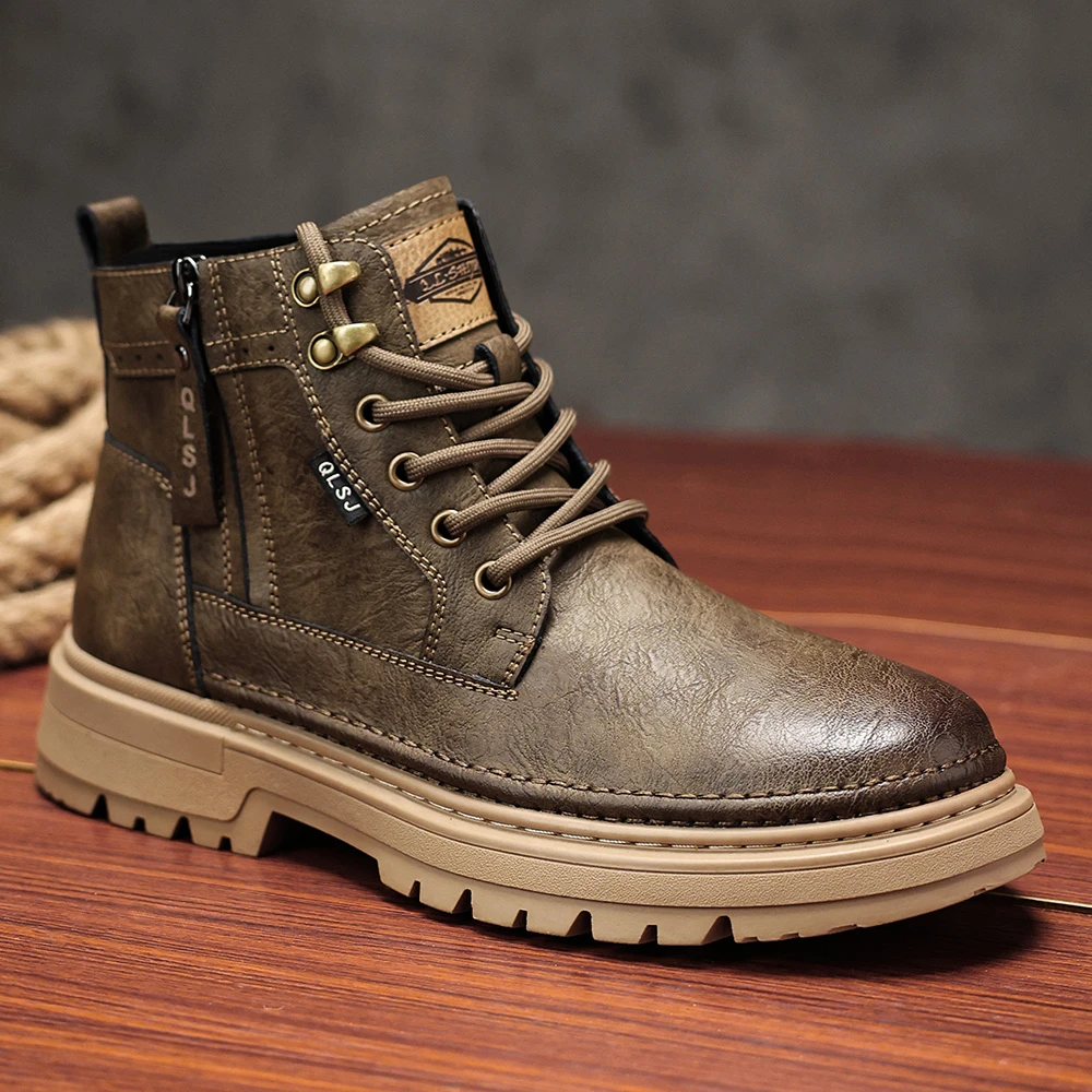 2440668厂家直销男靴高帮休闲鞋2025秋季马丁靴男百搭增高男鞋