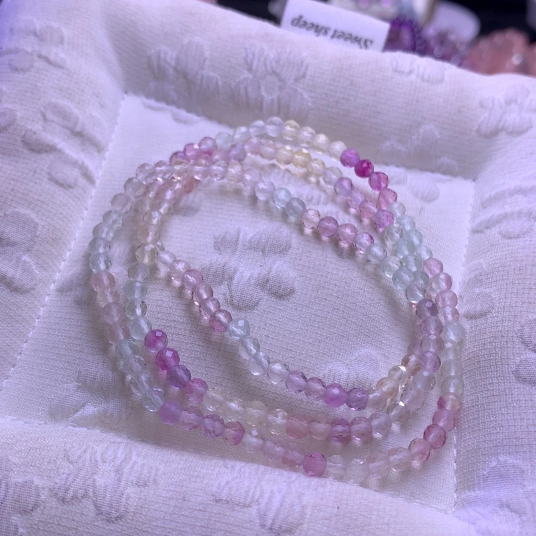 手链未镶嵌水晶三圈萤石切面4mm