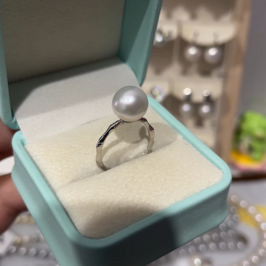 戒指银S925镶嵌淡水珍珠