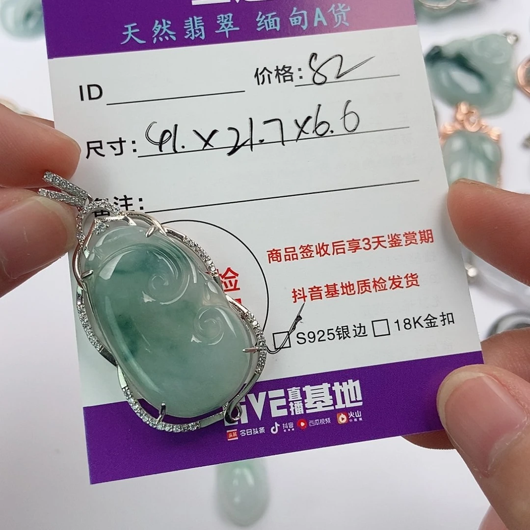 翡翠银S925镶嵌颈饰翡翠