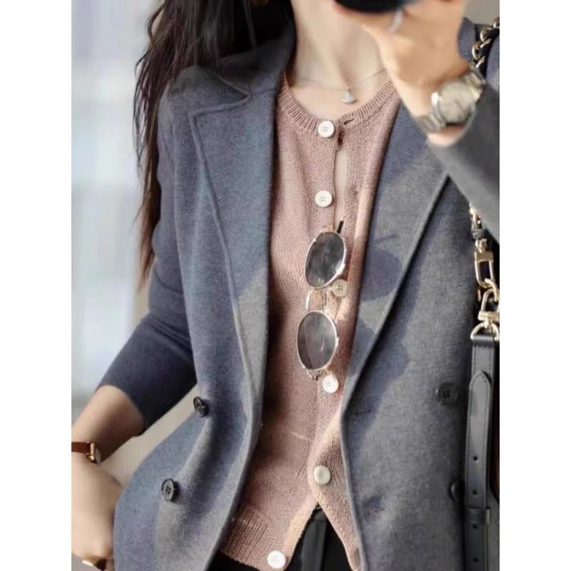 高级感通勤气质西装针织开衫新款修身显瘦女士外套KSM155