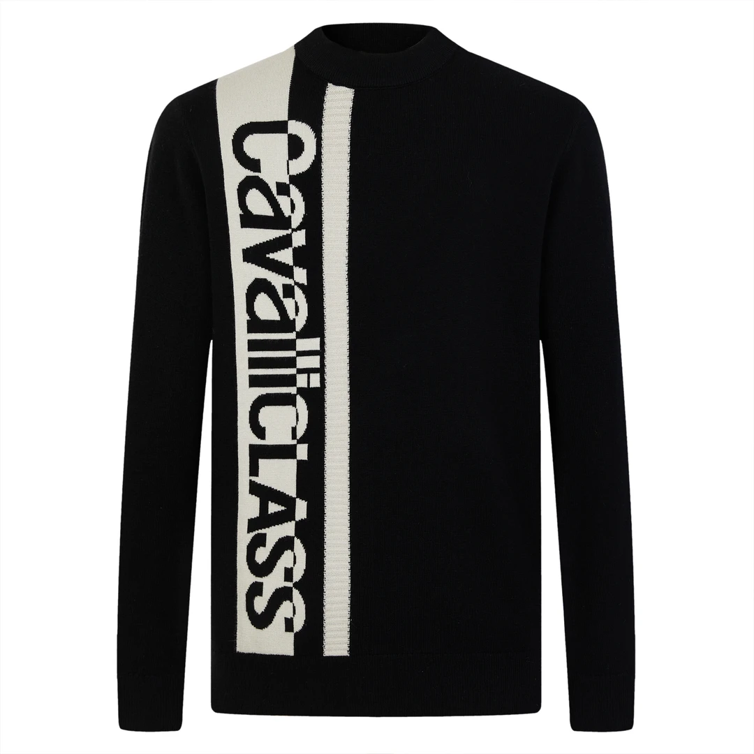 Cavalli Class25秋圆领衫套头竖版大标logo冬季毛衣薄款秋冬CFC09