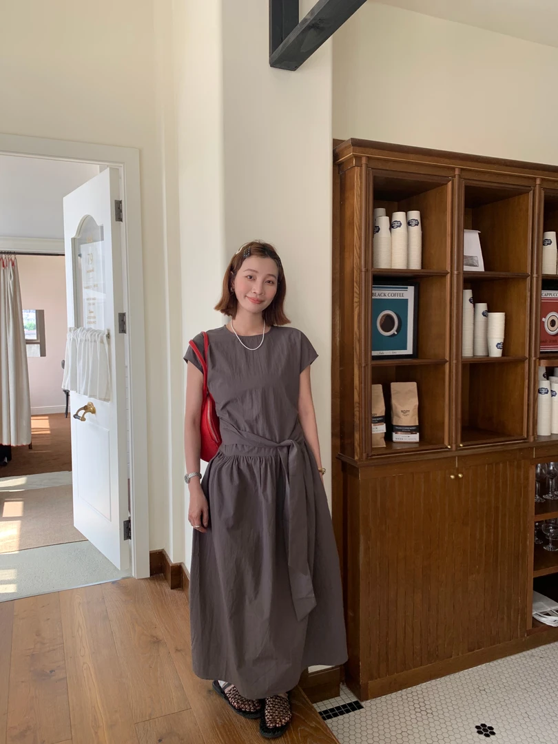 连衣裙夏季老钱风松弛感裙子慵懒清冷感韩系ins收腰显瘦通勤#6278