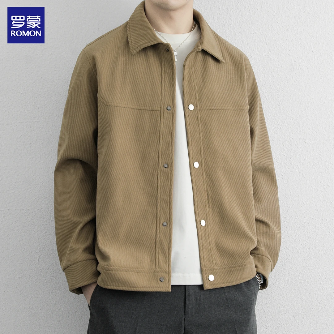 罗蒙外套秋冬季新款大码翻领痞帅工装上衣服潮流高级感宽松夹克