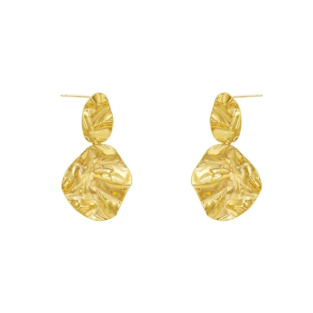 欧比 铜合金耳饰 【都市系列】欧美气质耳环金色女百搭简约复古轻奢