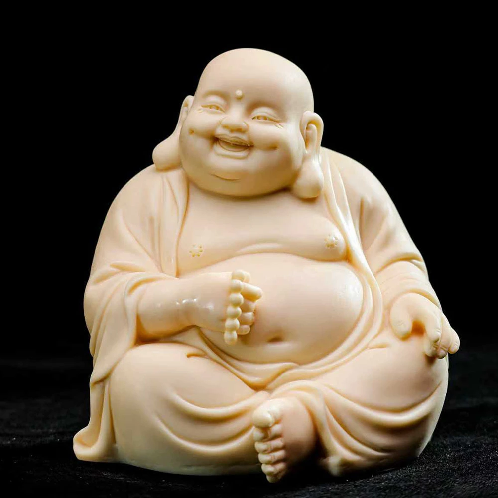 创意象牙果雕刻禅意提珠大肚弥勒佛笑佛客厅桌面工艺品玄关摆件