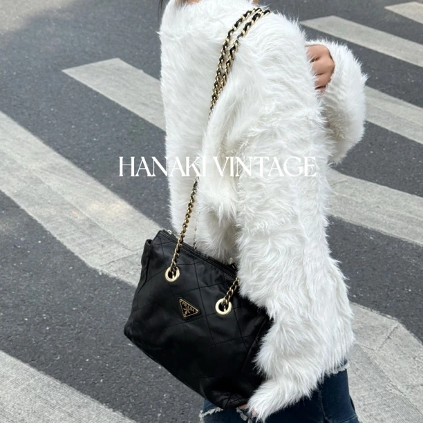 95新 Prada/普拉达 花绮中古/Prada全皮链条单肩包/95新