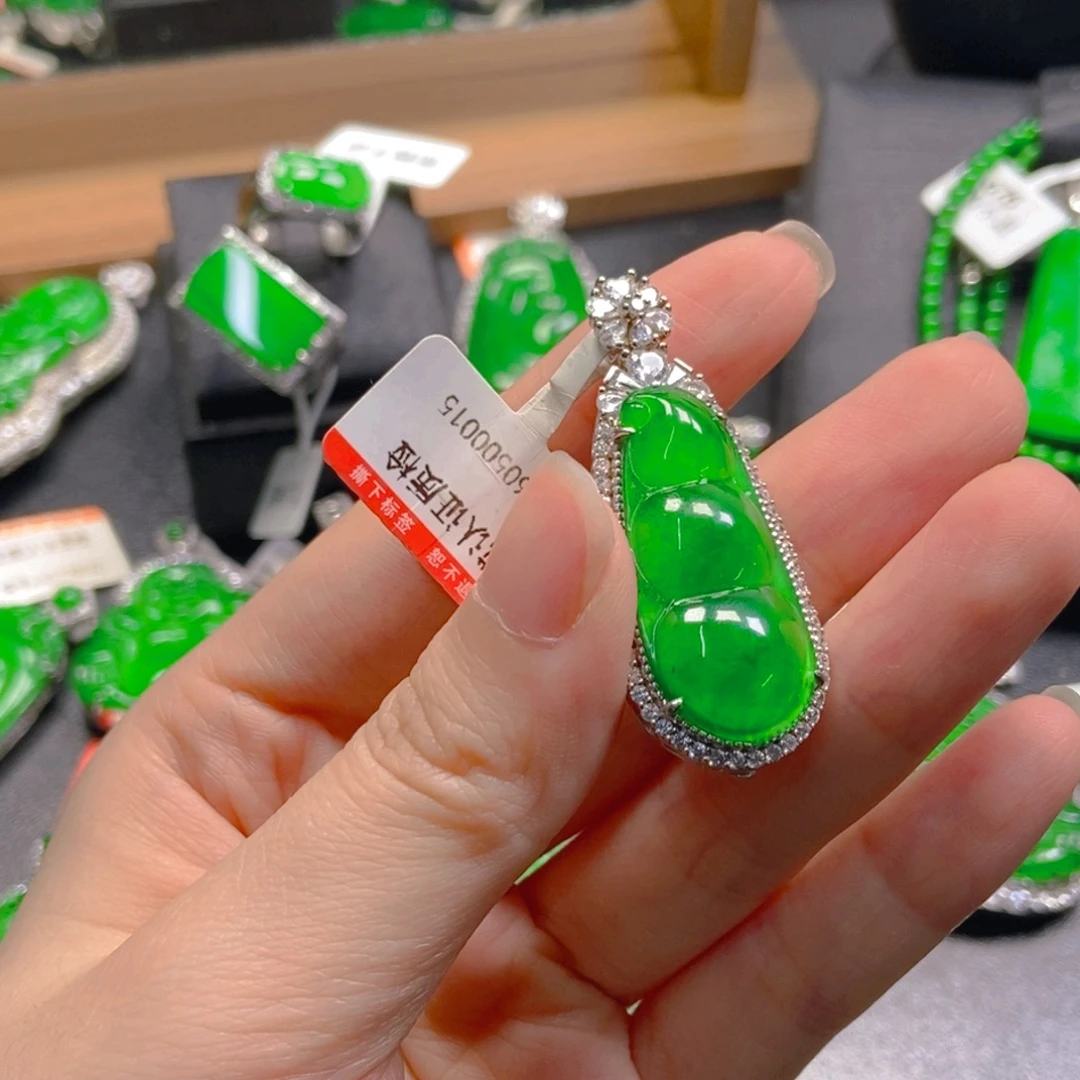 翡翠银S925镶嵌吊坠(不含链)