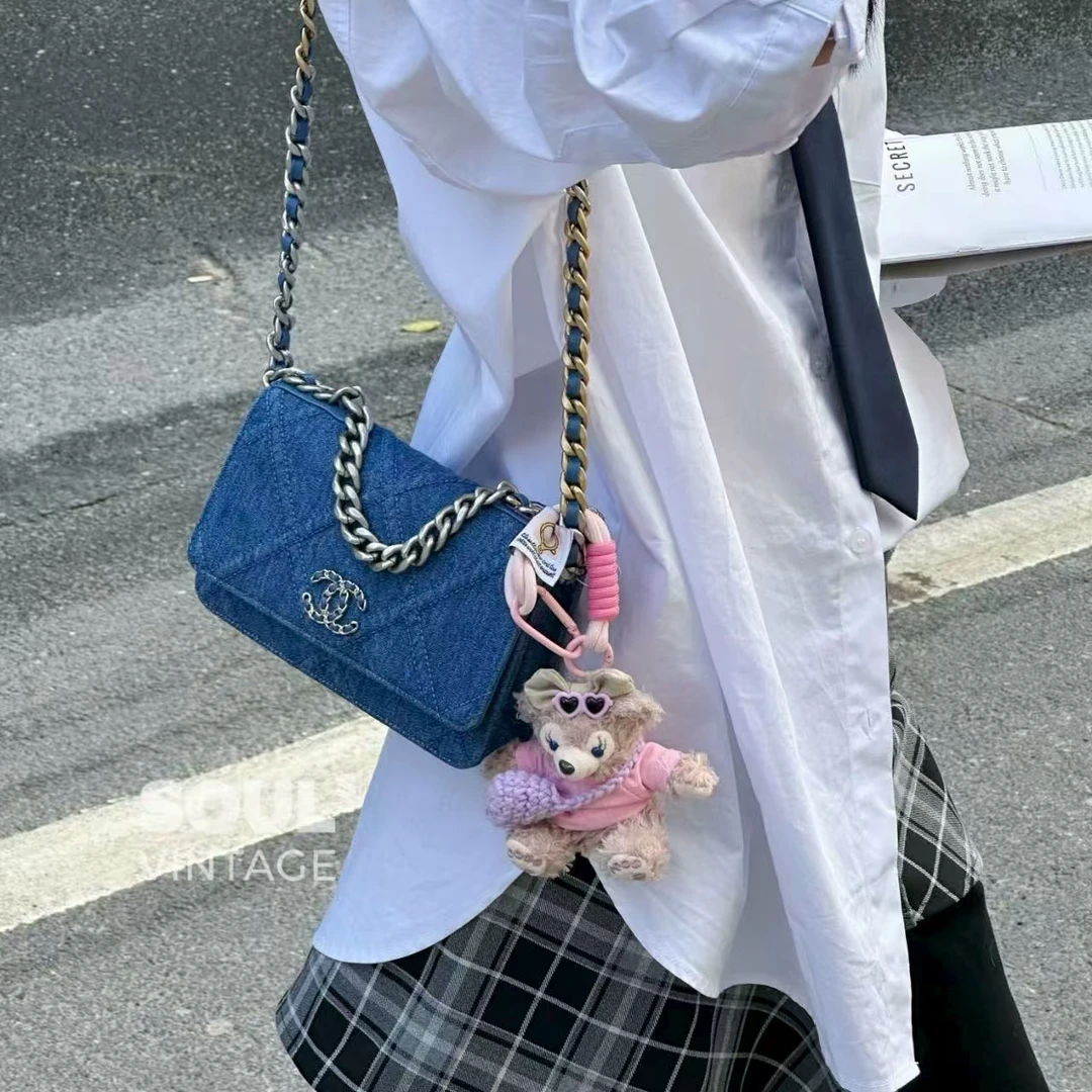 95新 Chanel/香奈儿 蓝银渐变丹宁牛仔 19bag woc/638523136