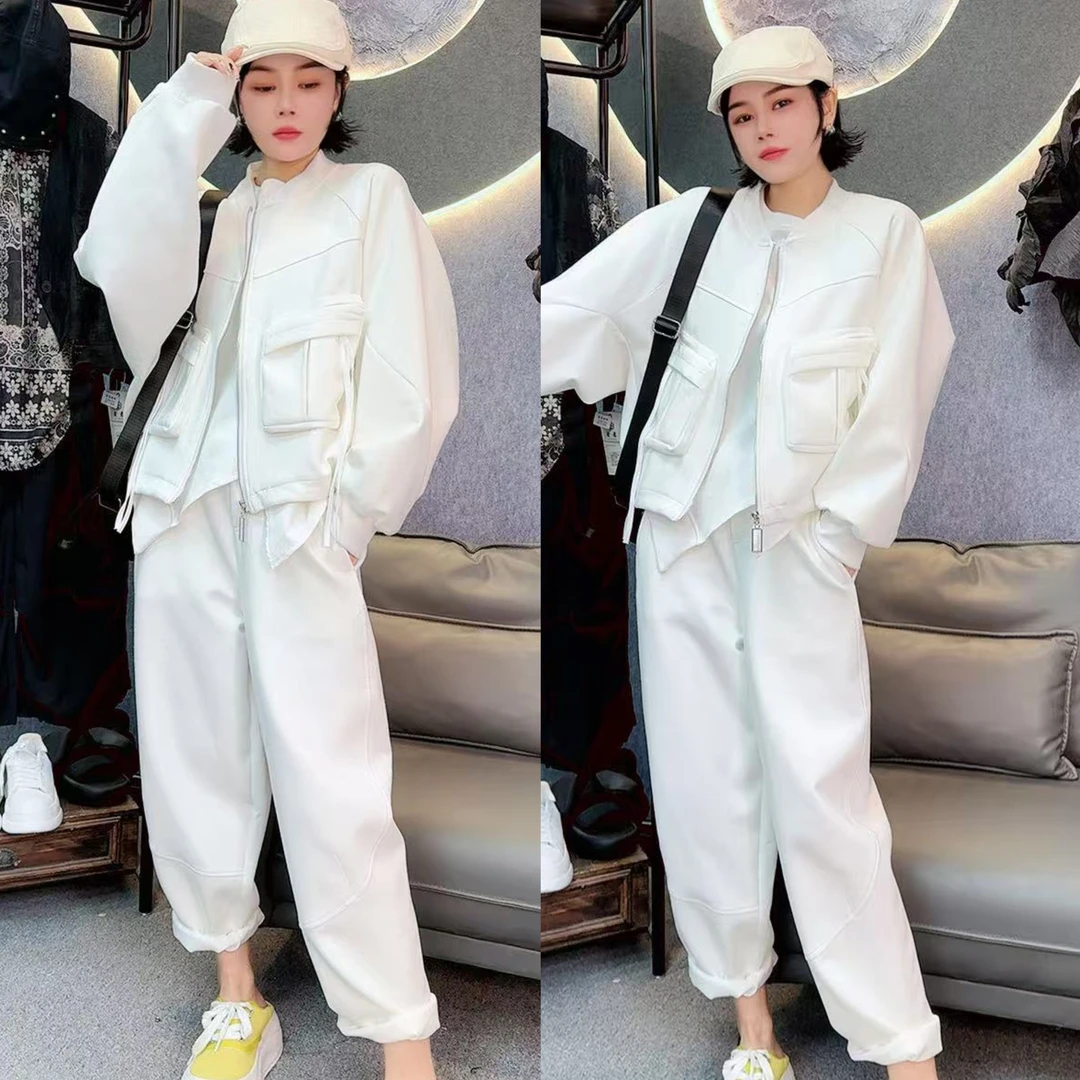 时尚轻奢风秋季蝙蝠袖女短外套运动洋气宽松显瘦套装9389-9039