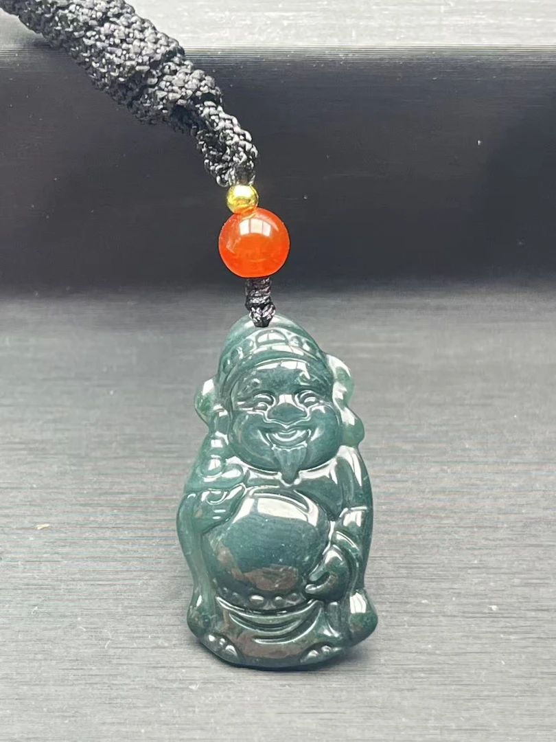 天然A货翡翠财神招财保平安手机挂饰品