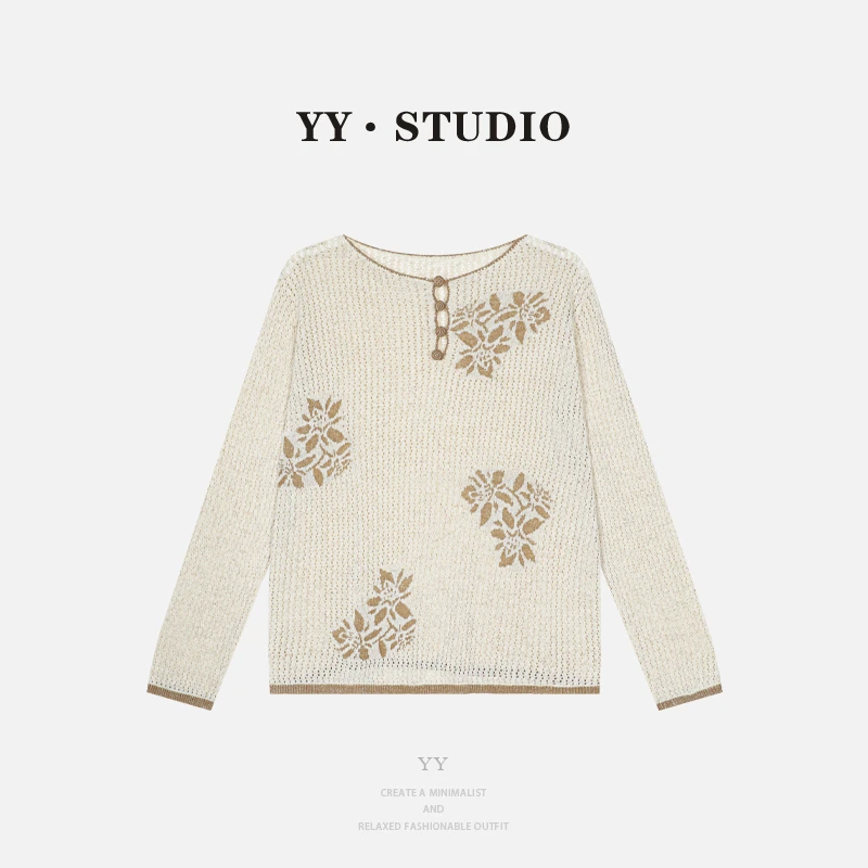 【YANYAN】夏季新款百搭提花枫叶针织防晒长袖YY-8289