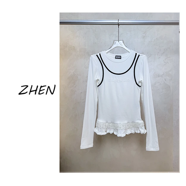 【ZHEN】25K01300 2025新款修身显瘦气质小众设计师款长袖T恤打底