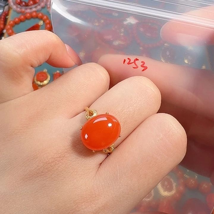 南红玛瑙银S925镶嵌戒指