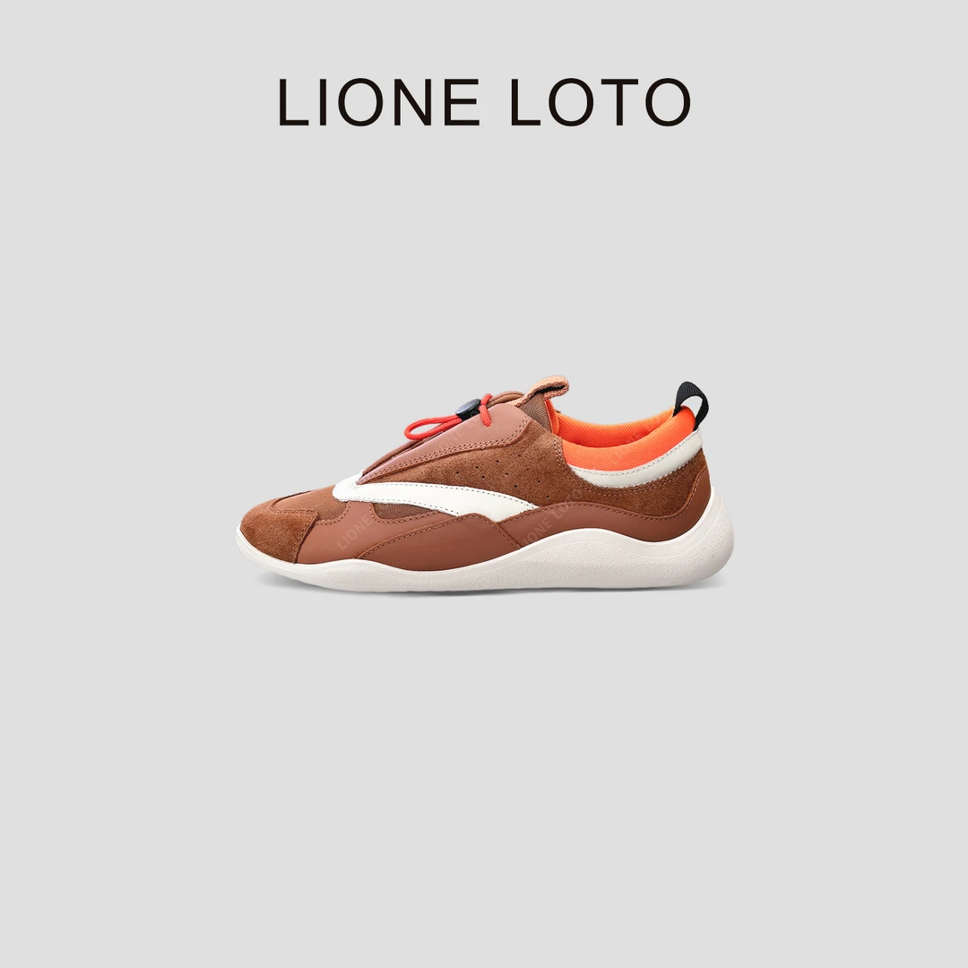 纯手工女士皮质运动鞋2025新款棕色复古休闲阿甘鞋时尚舒适德训鞋