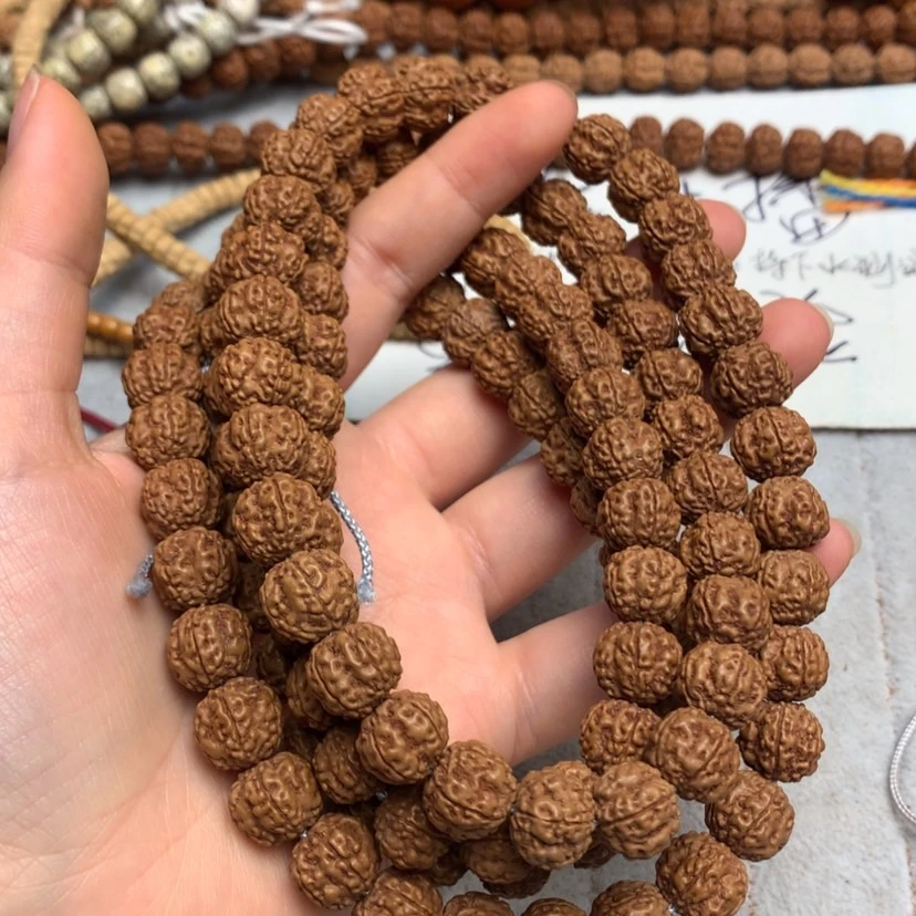 【红皮花王铁籽】108颗10mm小金刚菩提手串梅花桩精品原皮脖挂