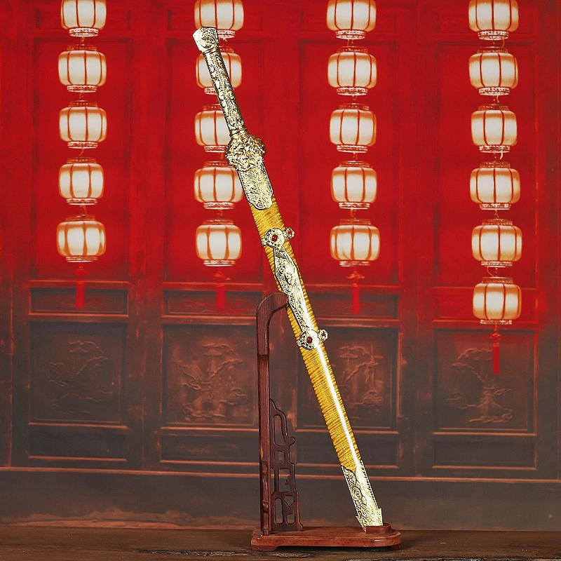 永乐铜装毛铁做夹钢金丝楠木宝剑收藏摆件未开刃