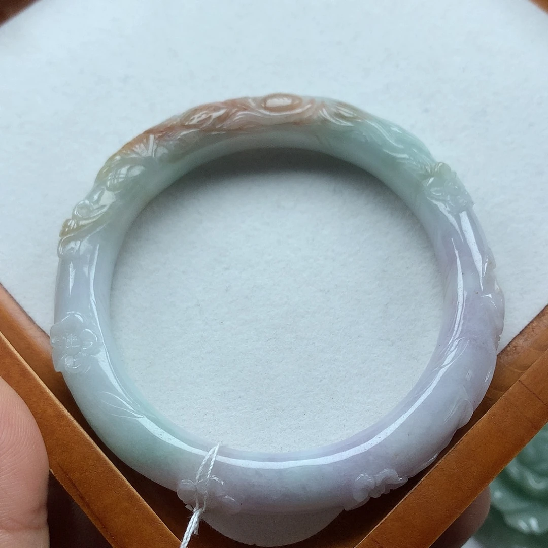 翡翠未镶嵌手镯复古风格56.8