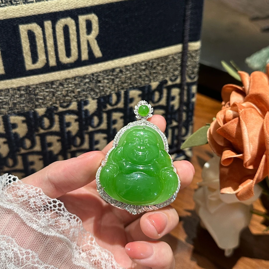 【凰一品】俄料碧玉苹果绿佛公吊坠18k金