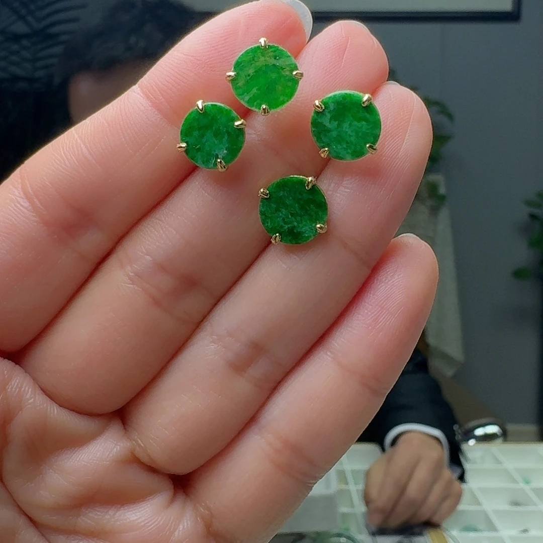 翡翠银S925镶嵌耳饰多样性发货其一