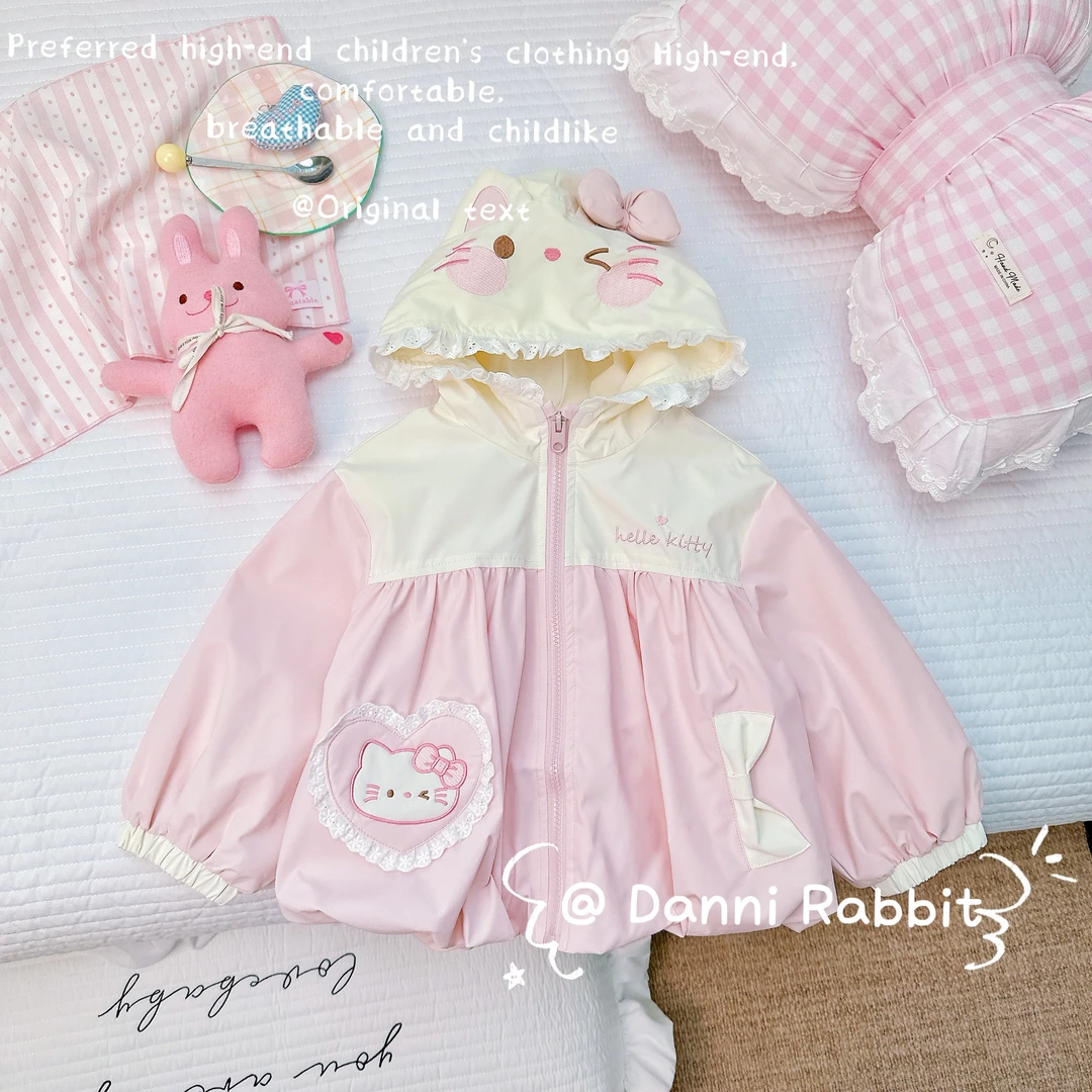 「Dannirabbit」【超可爱】可爱猫咪爱心口袋连帽春秋外套【K-1090】