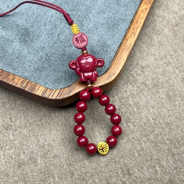 含辰砂工艺品高含量朱砂紫金砂十二生肖手机挂