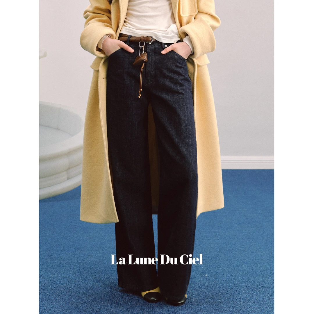 【LaluneDuCiel】塞纳河叙事 松弛感复古做旧水洗直筒休闲牛仔裤女