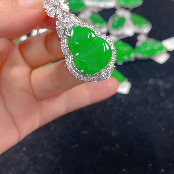 翡翠银S925镶嵌吊坠(不含链)