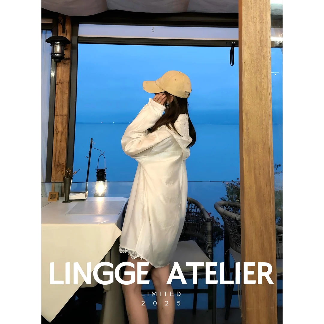 LINGGE ATELIER • 092BD 正反两穿蕾丝连帽夏季长袖女士防晒衬衫