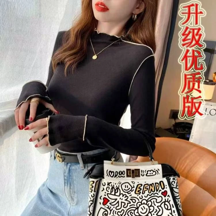 8882 秋冬新款双面穿女士木耳边打底衫 T3166 三楼