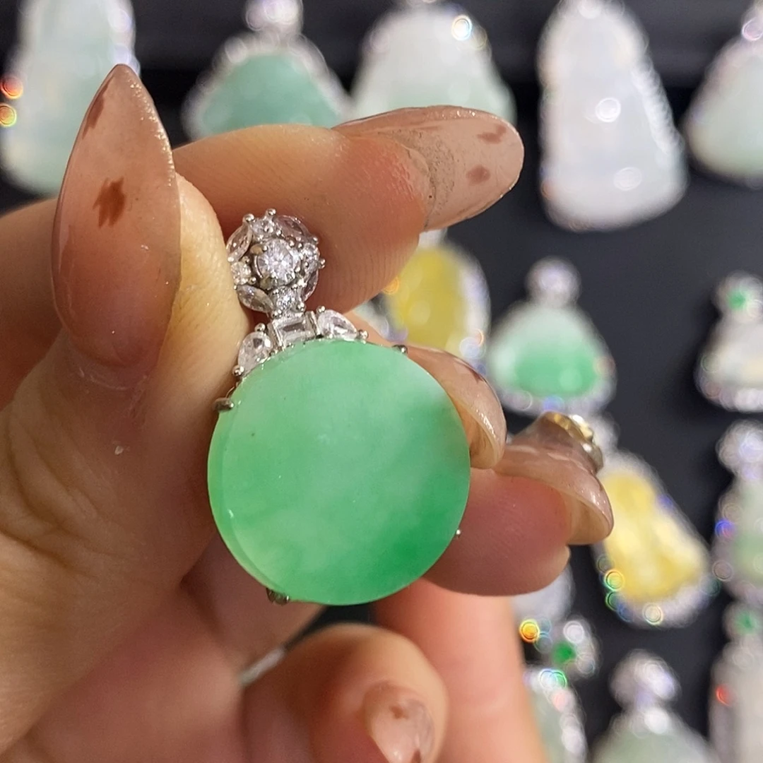 翡翠银S925镶嵌颈饰天然翡翠