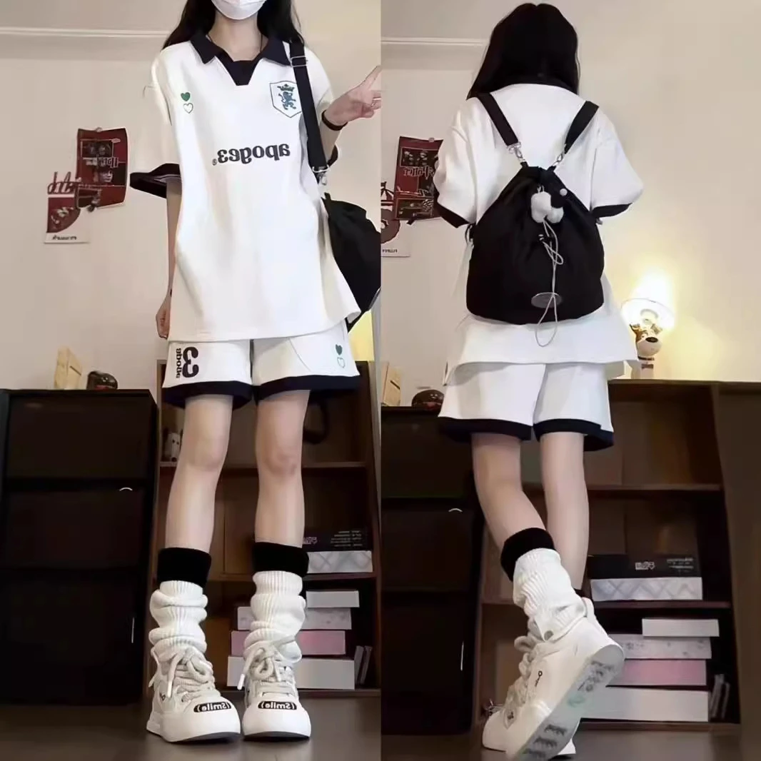 东大门韩版休闲运动时尚套装女夏季2024宽松短袖短裤跑步两件套潮