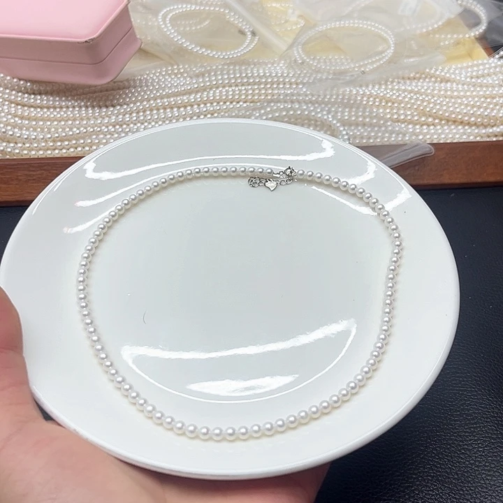 天然珍珠项链淡水珍珠银S925镶嵌6