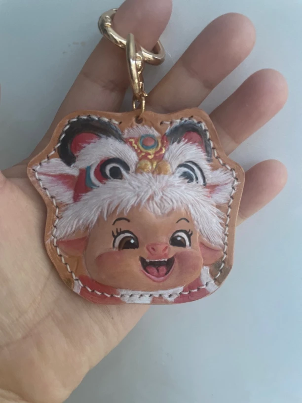 纯手工制作皮雕挂件