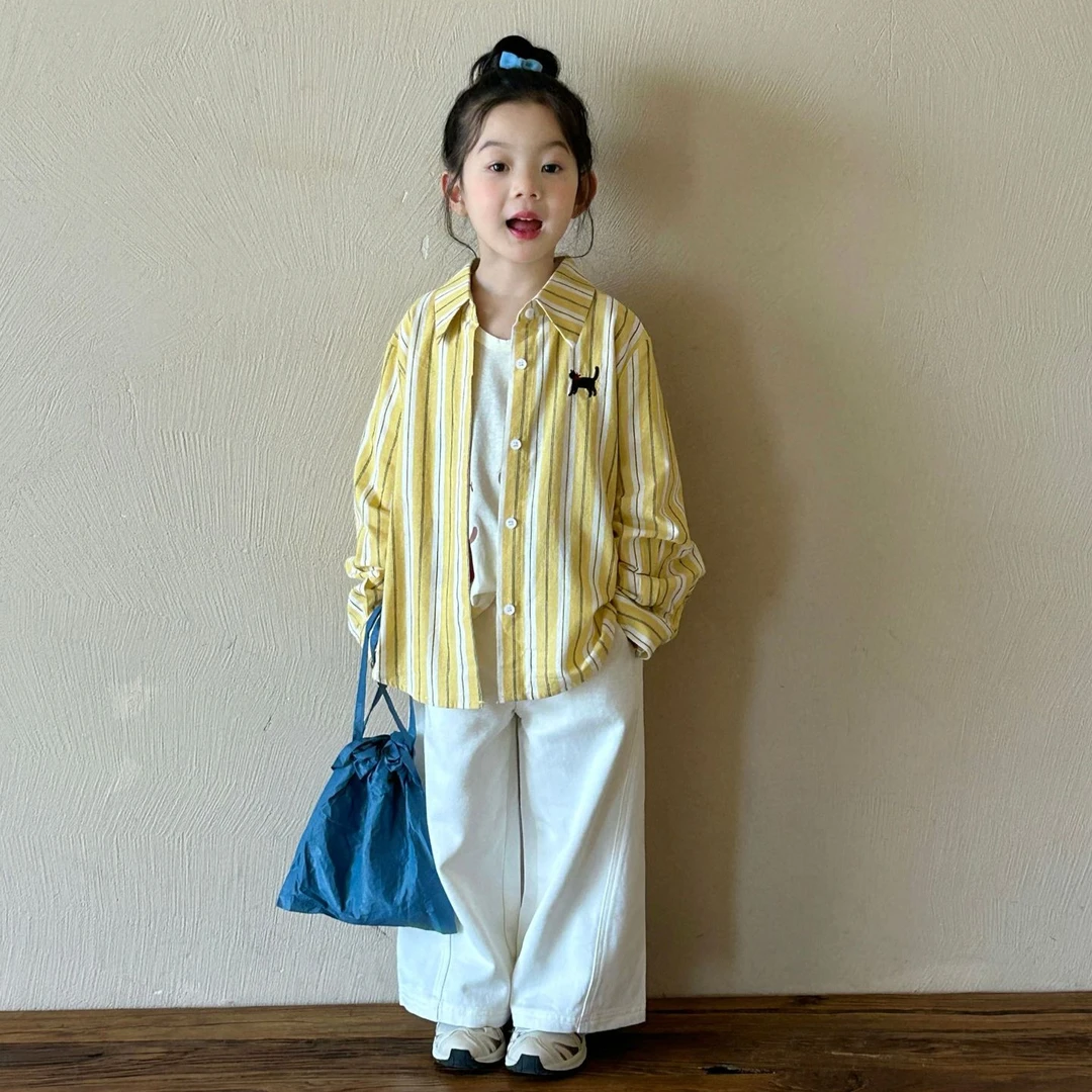 2025春季中性款男女童超显白条纹衬衫经典款不过时