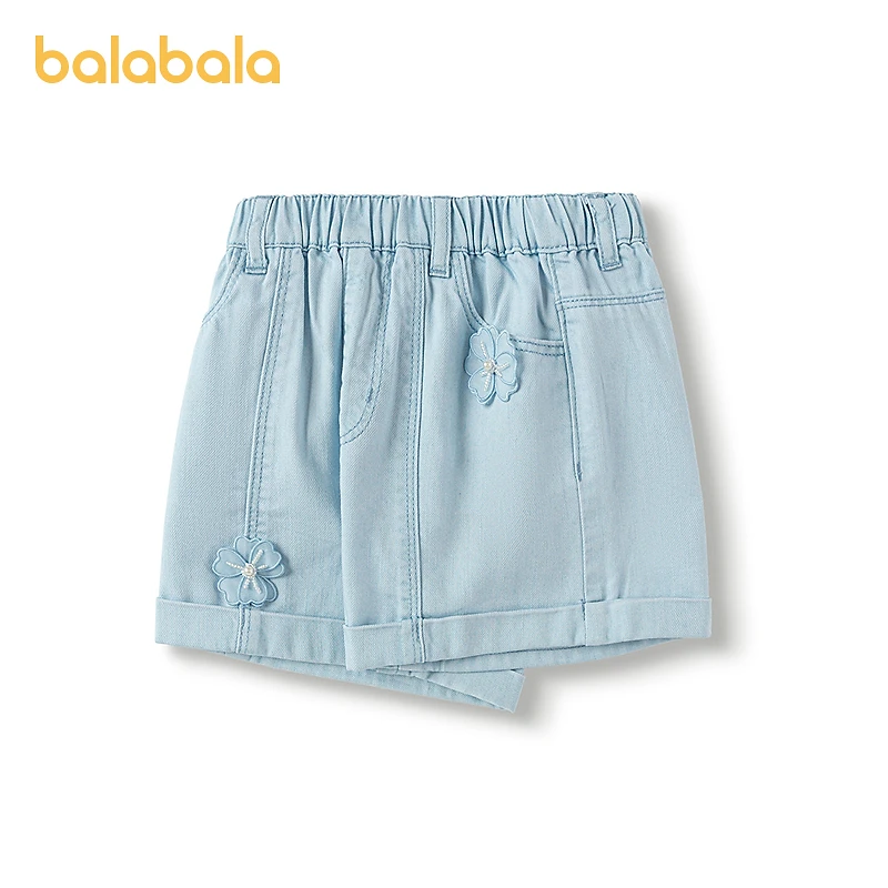巴拉巴拉童装女童短裤儿童牛仔裤凉感抗菌夏季裤子小A型时尚百搭