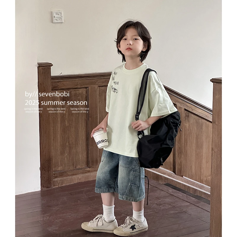 【现货】中小童印花短袖童装夏季男童t恤2025新款儿童打底衫韩版